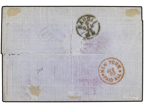 ✉ ITALIA. 1875. Wrapper to New York from Palermo with 5c, 1