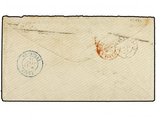 ✉ FRANCIA. 1874 (Jan 9). Cover from Boulogne via Brindisi t