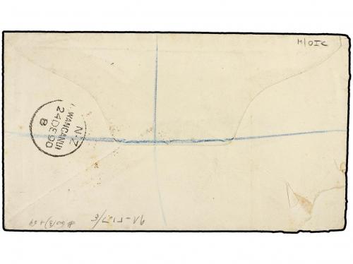 ✉ NUEVA ZELANDA. 1890 (Dec 23). Registered cover to SHEPTON