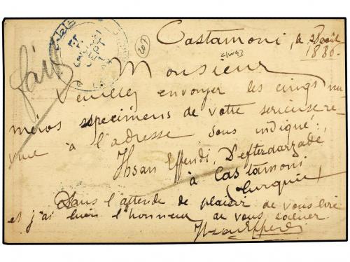 ✉ TURQUIA. 1886. Postal stationery card sent to PARIS showi