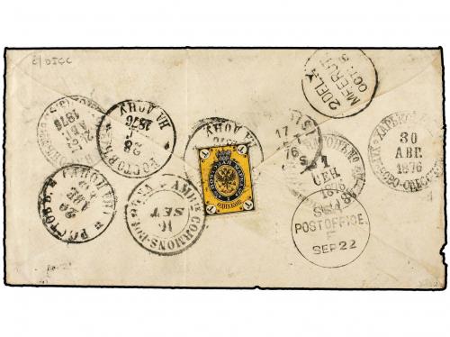 ✉ RUSIA. Sc. 19, 20, 28. 1876. Cover from ROSTOV to MEERUT