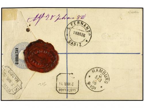 ✉ GIBRALTAR. 1886 (Feb. 28). 2 d. G size registered envelop