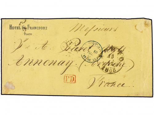 ✉ PORTUGAL. Sc. 21, 25, 28. 1868 (Dec. 15). Cover from PORT
