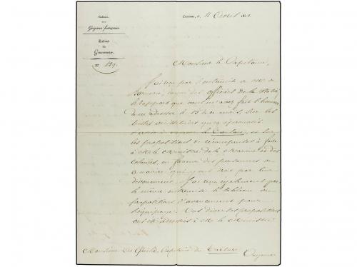 ✉ GUAYANA FRANCESA. 1851 (april 4). Official cover and prin