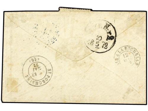 ✉ SUECIA. 1872 (May 8). Cover to FRANCE franked by 1858 12 ö
