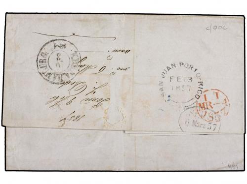 ✉ PUERTO RICO. 1857. SAN JUAN a ALTONA (Dinamarca). Circula