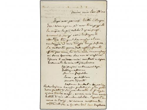 ✉ ITALIA. 1858. PARÍS a PALERMO. Carta manuscrita y firmada