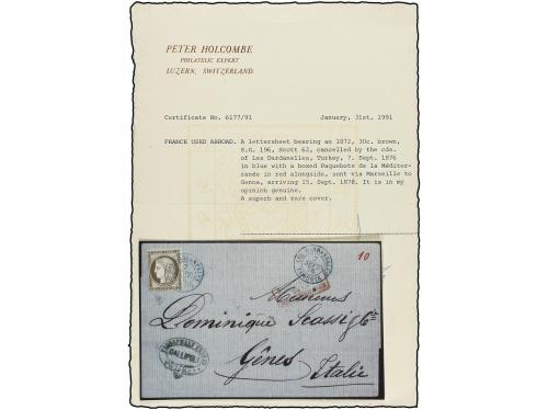 ✉ 1876. GALLIPOLI (Turkey) to GENOVE (Italy). Folded letter