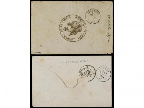 ✉ FRANCIA. 1870-71. FRANCO PRUSSIAN WAR. 2 covers with SERV