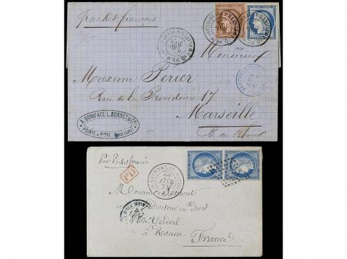 ✉ GUADALUPE. 1874-78. 5 covers with diverse frankings. 