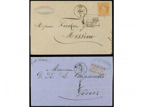 ✉ FRANCIA. 1858-64. PAQUEBOTS DE CE. MEDITERANEE. Group of