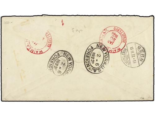✉ ESTADOS UNIDOS. 1922(Jan 20). Registered envelope of 3ctvo