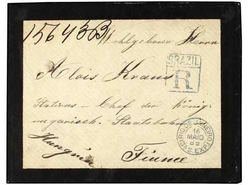 ✉ BRASIL. 1889. RIO DE JANEIRO a HUNGRIA. Carta certificada 