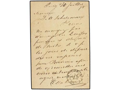✉ FRANCIA. 1878 (July 30). Formula Card used to Hoorn, Nethe