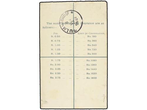 ✉ SEYCHELLES. 1913 (April 30). 12c. blue registered statione