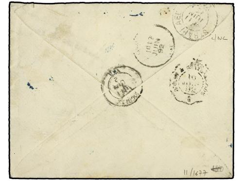 ✉ PORTUGAL. 1892. LISBOA a FRANCIA. Carta depositada directa