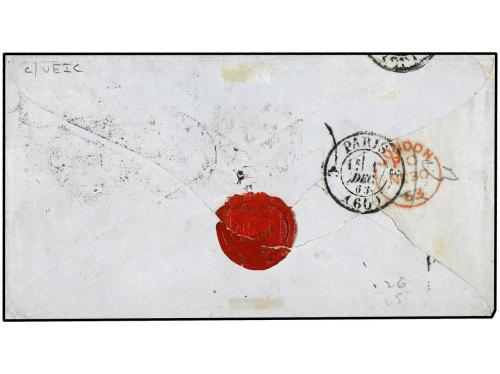 ✉ MEXICO. 1863 (Oct). Cover to Paris franked by Mexico Distr