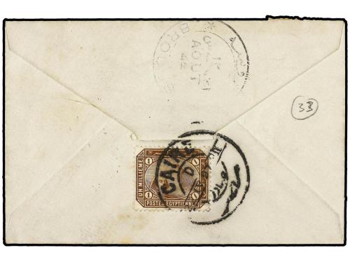 ✉ TURQUIA. 1897. Egyptian postal stationary envelope sent fr