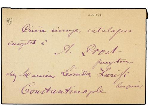 ✉ TURQUIA. 1891. Postal stationary card of 20 para sent to P