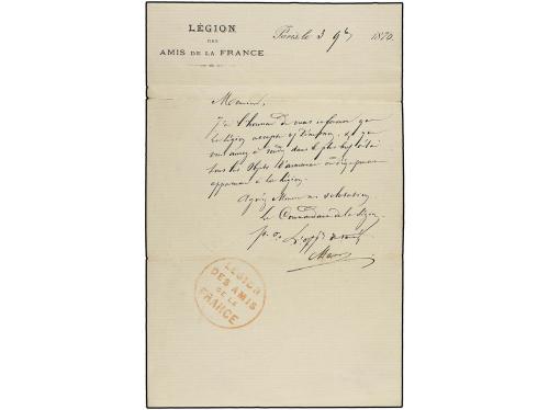 ✉ FRANCIA. 1870 (Nov. 4). Entire letter on printed LÉGION DE