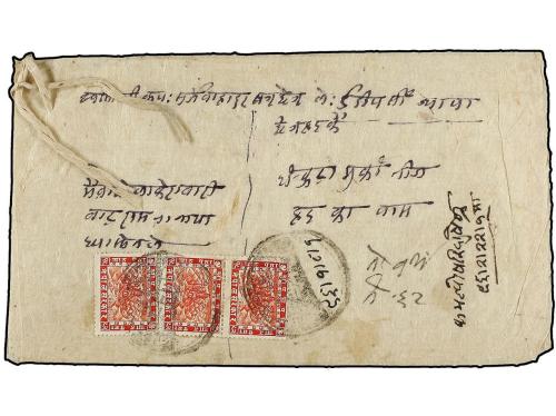 ✉ NEPAL. Mi. 46 (2), 48 (3). 1939 (April). CHAINPUR to KATHM