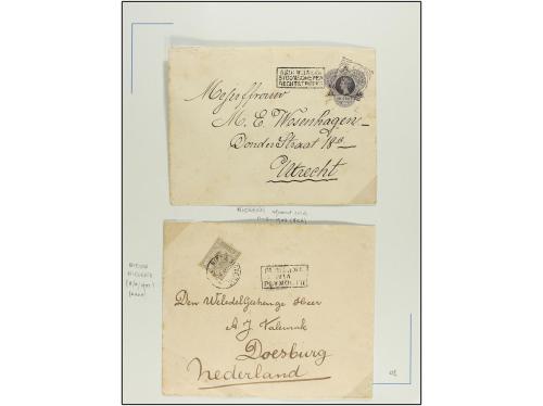✉ SURINAM. 1893-1902. Conjunto de 7 cartas o tarjetas con fe