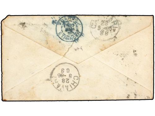 ✉ PERU. Sc. 26. 1886. LIMA a ITALIA. 10 ctvos. gris, tasada 