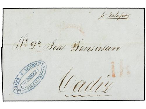 ✉ GIBRALTAR. 1851 (April 9). GIBRALTAR to CADIZ. Entire lett