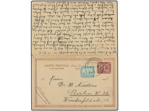 ✉ EGIPTO. 1909. Stationery double card ´2 Milliemes´ on 3 M.