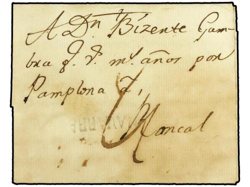 ✉ ESPAÑA: PREFILATELIA. 1797. OLITE a RONCAL. Marca lineal N