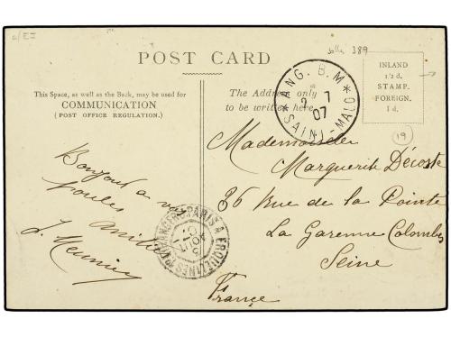 ✉ GRAN BRETAÑA. 1907 (Aug. 2). CHANNEL ISLANDS. Postcard of 