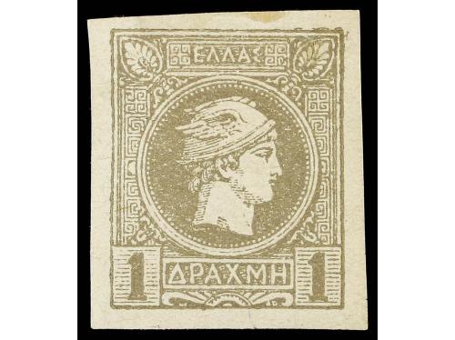* GRECIA. Yv. 63 y 86. 1886-89. 1 dr. gris. 2 sellos, impres