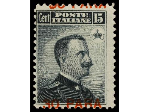 */° LEVANTE: CORREO ITALIANO. Sa. 15. 1908. 30 pa. s. 15 cts