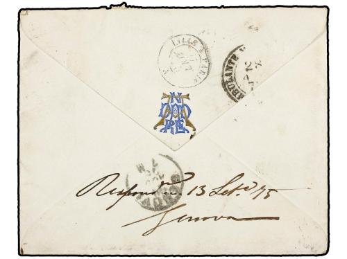 ✉ FRANCIA. Yv. 38. 1875 (Aug 26):. Cover with fine blue and 