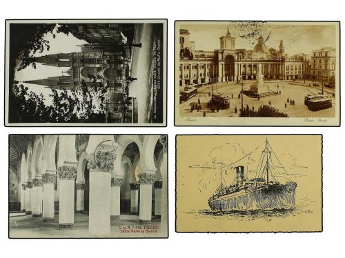✉ ESPAÑA. 1912-35. Cuatro tarjetas postales escritas a bordo