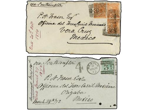 ✉ MEXICO. 1870-72. Conjunto de seis cartas circuladas desde 