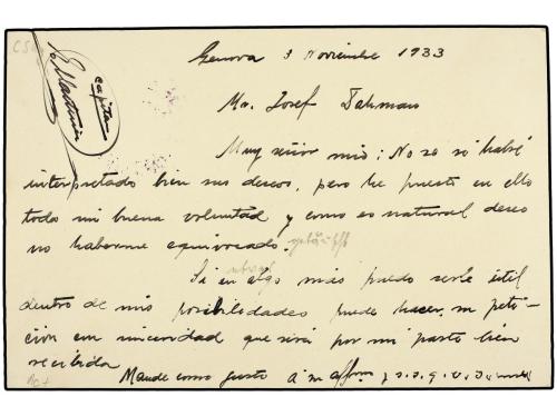 ✉ ESPAÑA. Ed. 685. 1933. Tarjeta escrita a bordo de un buque