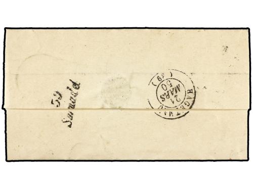 ✉ FRANCIA. 1850. PARÍS a HAGETMAU. Circulada sin sellos y ta