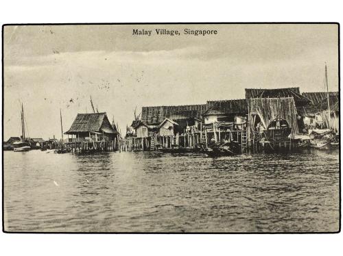 ✉ FILIPINAS. 1925. SINGAPOR postcard franked with GB. 1 1/2 