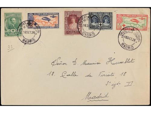 ✉ ESPAÑA. 1926. Tres cartas con diversos valores de la serie