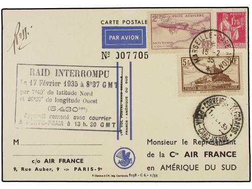 ✉ FRANCIA. 1935. MARSEILLE a AMÉRICA DEL SUR. Primer vuelo m