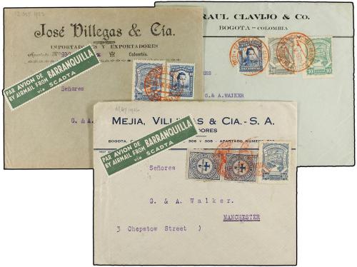 ✉ GRAN BRETAÑA. 1924-28. SCADTA. Five covers sent from Colom