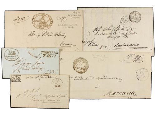 ✉ ITALIA. 1846-64. Conjunto de 9 cartas con marcas ECLESIÁST