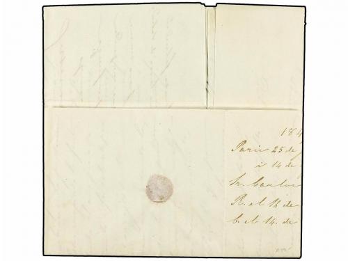 ✉ COLOMBIA. 1849 (Aug. 14). Entire letter from PARIS to RIO 