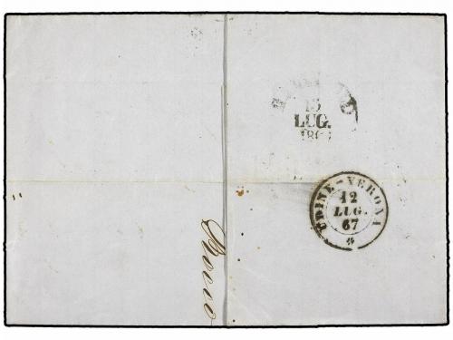 ✉ AUSTRIA. Mi. 31 (2), 33. 1867. TRIEST to GALLIPOLI (Italy)