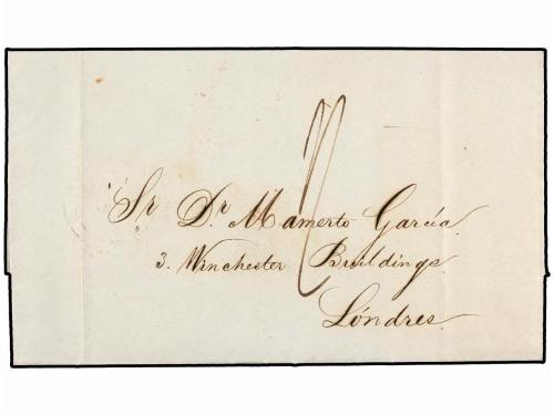 ✉ COLOMBIA. 1848. SANTA MARTA to LONDON. With clear CARTHAGE