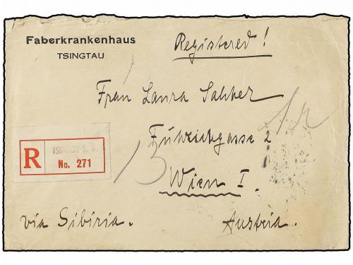 ✉ CHINA. 1926. TSINGTAU to AUSTRIA. Registered envelope with