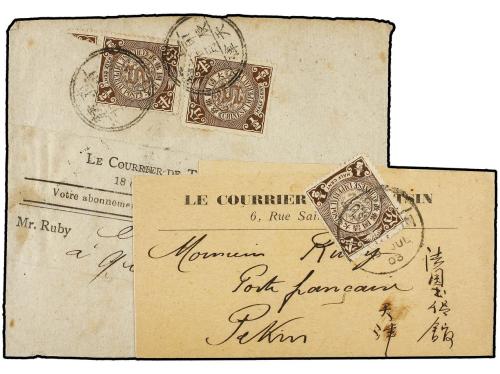 ✉ CHINA. 1903-1905. Two wrappers of ´LE COURRIER DE TIENSTIN