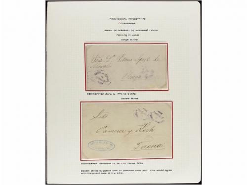 ✉ BOLIVIA. 1874-78. COCHABAMBA. Seis cartas con marcas de CO