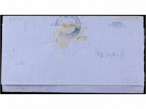 ✉ ESPAÑA. Ed. 68F. 1864. BARCELONA a LONDRES. 2 reales azul 